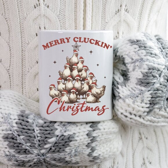 Rustic Merry Cluckin' Christmas 11 oz Mug - Chicken Lover Gift 🎄 - Picture 4 of 4